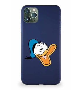 Apple iPhone 11 Pro Max Soft Premier Kapak Donald Duck-E Tasarımlı Silikon Kılıf - Lacivert (Şeffaf)