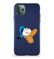 Apple iPhone 11 Pro Max Soft Premier Kapak Donald Duck-E Tasarımlı Silikon Kılıf - Lacivert (Şeffaf)