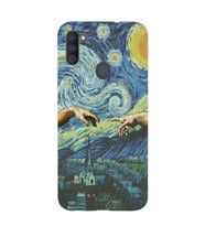 Samsung Galaxy M21 Uyumlu Sanatsal Vintage Desenli Şeffaf Telefon Kılıfı