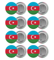 Azerbaycan Çanta Rozeti Seti 8 Adet En Büyük Boy 5.8cm İğneli Broş