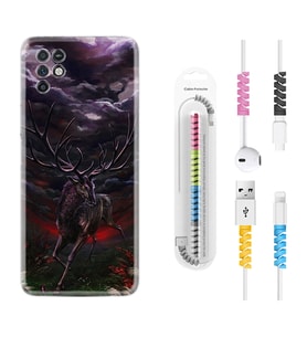 INFINIX Note 11 Pro Note 10 Hot 9 Play Kılıf Kablo Koruma Spiral Silikon Dark Deer 1786