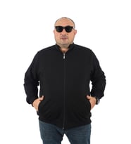 Starbattal Büyük Beden Basic Mevsimlik Fermuarlı Sweatshirt 22750 SIYAH