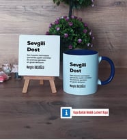 Arkadaşa Hediye Dekoratif Taş, Kupa Bardak Kırmızı Hediye (Model 2)