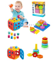 Eğitici Geometrik Şekiller Bulmaca + Eğitici Bultak Küp + Eğitici Halkalar Zeka Geliştirici Set (Karışık)