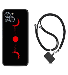 Reeder S23 Max Pro Kılıf Silikon Boyun Askılı İpli Desenli Silikon Red Moon 1710
