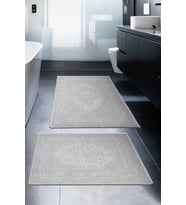 Lotus 2'li Pamuklu Klozet Takımı, Gri Banyo Paspas Seti