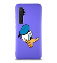 Xiaomi Mi Note 10 Lite Soft Premier Kapak Donald Duck-F Tasarımlı Silikon Kılıf - Mor (Şeffaf)