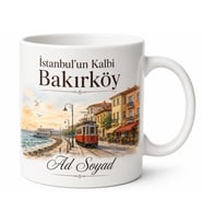 Bakırköy Temalı İstanbul Kupası Özel Tasarım Baskılı Porselen Kupa Bardak Hediye