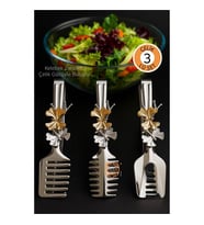 Kelebek Figürlü 3’lü Paslanmaz Çelik Servis Maşası Seti - Salata, Pasta ve Izgara Maşası