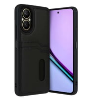 Realme 12 Lite Kılıf Sara Kartvizitli Deri Kılıf - Siyah
