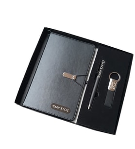 Kişiye Özel Vip Defter Kalem Anahtarlık Seti (Siyah)