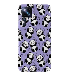 Xiaomi Mi 12T Uyumlu Lansman Kılıf Panda Tasarımlı İçi Kadife Kapak-Lila (Şeffaf)