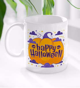 BK Gift Happy Halloween Tasarımlı Beyaz Kupa Bardak-10