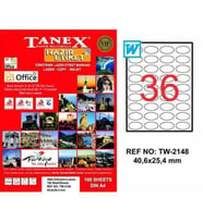 Tanex TW-2148 - 40,6 x 25,4 mm Laser Etiket 100 Adet Ücretsiz Kar