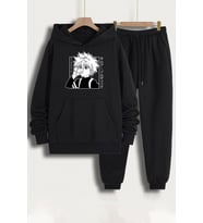 Unisex Killua Zoldyck Baskılı Eşofman Takımı (Siyah)