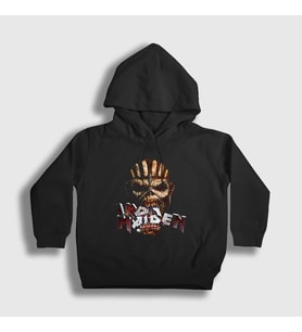 Presmono Unisex Çocuk Siyah Bite Iron Maiden Kapüşonlu Sweatshirt 85398tt