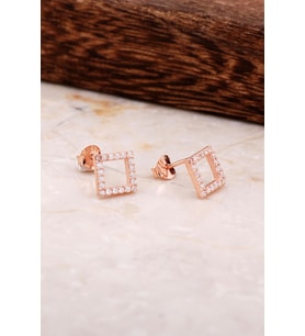 Kare Rose Gümüş Küpe 4801