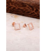 Kare Rose Gümüş Küpe 4801
