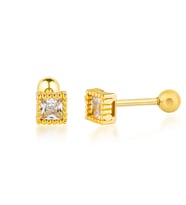 Kare Taşlı Gümüş Piercing (Rose Gold Altın)