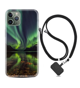 Apple iPhone 11 12 13 14 Pro Max Kılıf Boyun Askılı Silikon Kuzey Işıkları 1327