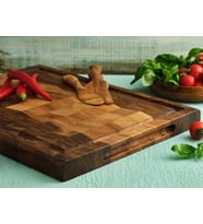 HICOWOOD El Yapımı Ceviz Kesme Tahtası – Özel Birleştirme Teknikli, Üç Boyutlu Yüzeyli Profesyonel Ahşap Tasarım (45x35x4 cm)