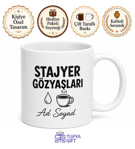 İsme Özel Stajyer Gözyaşları Yazılı Komik Kupa Bardak Hediye