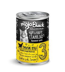 Mojo Black No:3 Tahılsız (400gr) Tavuk Etli Yetişkin Kedi Konservesi 12'Lİ