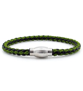OVAL METAL MIKNATIS YEŞİL ÖRGÜ DERİ ERKEK BİLEKLİK M033B