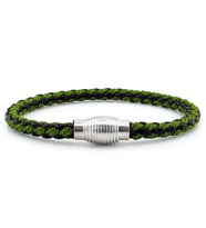 OVAL METAL MIKNATIS YEŞİL ÖRGÜ DERİ ERKEK BİLEKLİK M033B