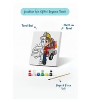 İtfaiyeci Boyama Tuvali – Şövalesiz Boya Seti 20x20