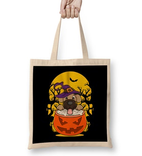 Halloween Puppy Wizard Cute Dog Obsessed Bez Çanta Uzun Saplı