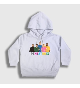 Presmono Unisex Çocuk Beyaz Band Pentatonix Kapüşonlu Sweatshirt 74751tt