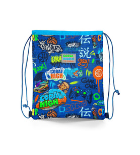 Coral High Kids Saks Grafiti Desenli İpli Büzgülü Sırt Çantası 12651