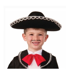 Gümüş Renk Şeritli Meksika Mariachi Latin Şapkası 55 cm Çocuk