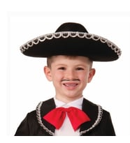 Gümüş Renk Şeritli Meksika Mariachi Latin Şapkası 55 cm Çocuk