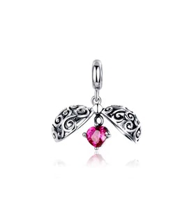 Yuvarlak Kafes İçinde Kalp Sallantılı Charm