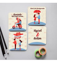 Kişiye Özel Aşk Hikayemiz 4'lü Bardak Altlıkları