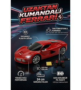 Uzaktan Kumandalı Şarjlı Araba 24 cm Işıklı Ferrari & Lamborghini Model Full Fonksiyonlu Oyuncak