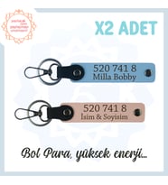 Yavru Ağzı-Gök Mavi, İsmin Yazılı, 520 741 8 Bolluk ve Başarı Sayılı, Hediyelik, 2'li Anahtarlık Set (Çok Renkli)