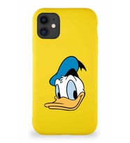 Apple iPhone 11 Soft Premier Kapak Donald Duck-B Tasarımlı Silikon Kılıf - Sarı (Şeffaf)