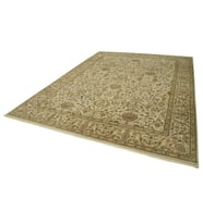 Krem Halı Floral Motifli Lüks Görünümlü Salon Halısı El Dokuma Etnik Klasik Stil