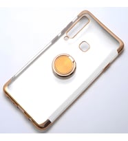 Galaxy A9 2018 Kılıf Gess Kenarları Renkli Yüzük Aparatlı Kılıf (Gold)