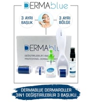 Dermablue 3in1 Dermaroller Değiştirilebilir 3 Başlıklı Titanyum Iğneli Derma Roller Seti