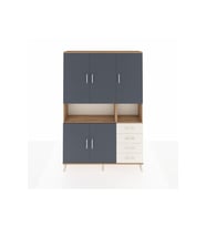 Arges Dolap 7 Raflı 4 Çekmeceli 5 Kapaklı 132x30x195 Çam-Antrasit/Aytaşı