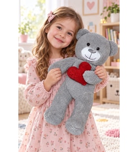 50 cm Kalpli Peluş Sevimli Patron Ayıcık (Gri)