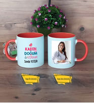 Kadın Doğum Uzmanı Kupa Bardak Turuncu Fotoğraflı Tıp Bayramı Hediyesi