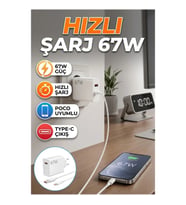 Poco F2 F3 F4 Uyumlu 67W Turbo Hızlı Şarj Adaptörü Type-C Kablo Dahil