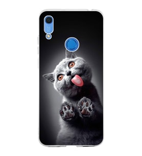 PrintiFy Huawei Y6 2019 ile Uyumlu 1mm Slim Fit Kedi 2 050c Baskılı Şeffaf  Kılıf