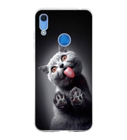 PrintiFy Huawei Y6 2019 ile Uyumlu 1mm Slim Fit Kedi 2 050c Baskılı Şeffaf  Kılıf