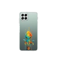 Samsung Galaxy M33 ile uyumlu Splash ahtapot tasarımlı şeffaf silikon kılıf